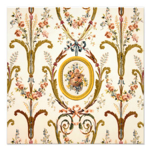 Antique French Rococo Floral Gold Cream Elegant Photo Print