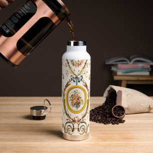 Antique French Rococo Floral Gold Cream Elegant Water Bottle