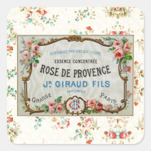Antique French Rose Advertisement Square Sticker