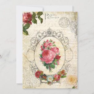 Antique French Rose Ephemera Card