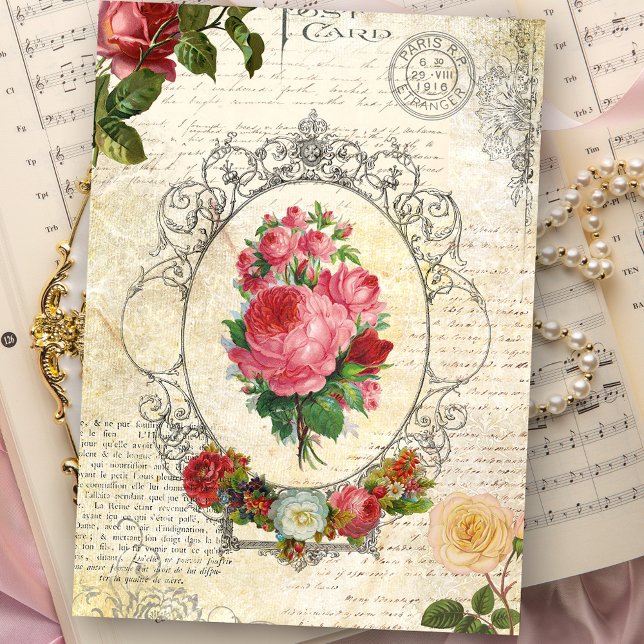 Antique French Rose Ephemera Decoupage Tissue Paper (Creator Uploaded)
