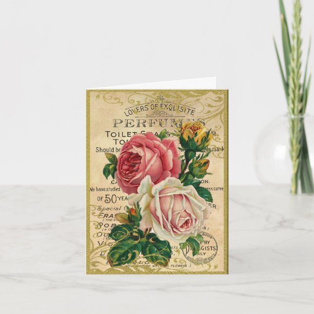 Antique French Roses Thank You Card (Front)