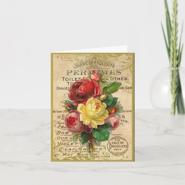 Antique French Roses Thank You Card (Front)