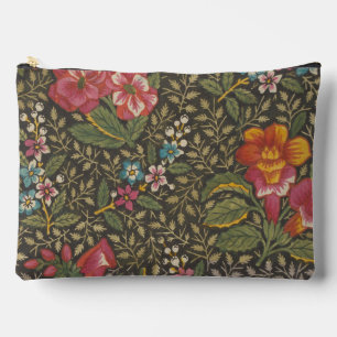 Antique French Toile de Jouy 1800s Floral Branches Accessory Pouch