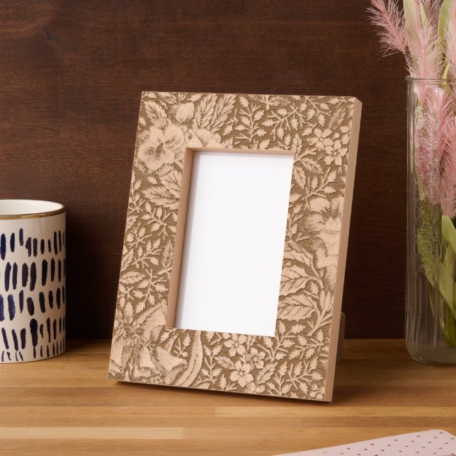 Antique French Toile de Jouy 1800s Floral Branches Etched Frames (Left)