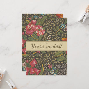 Antique French Toile de Jouy 1800s Floral Branches Invitation