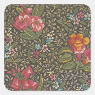Antique French Toile de Jouy Floral Pattern Square Sticker