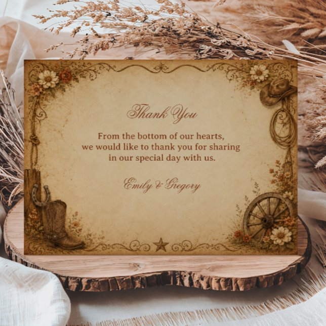 Antique Frontier Rustic Thank You Card (Creator Uploaded)