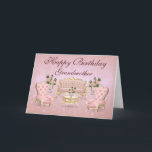 Antique Furniture Pink Grandmother Birthday Card<br><div class="desc">A beautiful living room scene with antique furniture and vases with roses. Created for a grandmother or great grandmother. For the special older women who will appreciate the nod to the past. Personalise using the special name you use for her.</div>