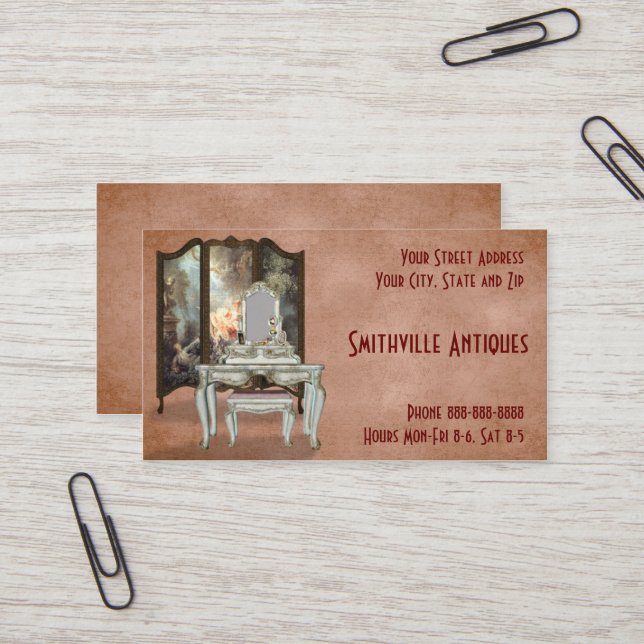 Antique Furniture Store Business Card (Front/Back In Situ)