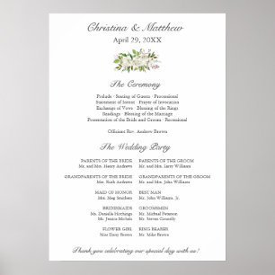 Antique Garden Elegant Wedding Ceremony Program Poster