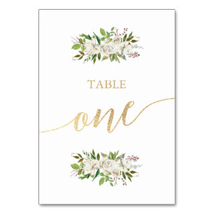 Antique Garden Floral WEDDING GOLD TABLE CARD