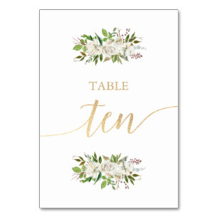 Antique Garden Floral WEDDING GOLD TABLE CARD 10