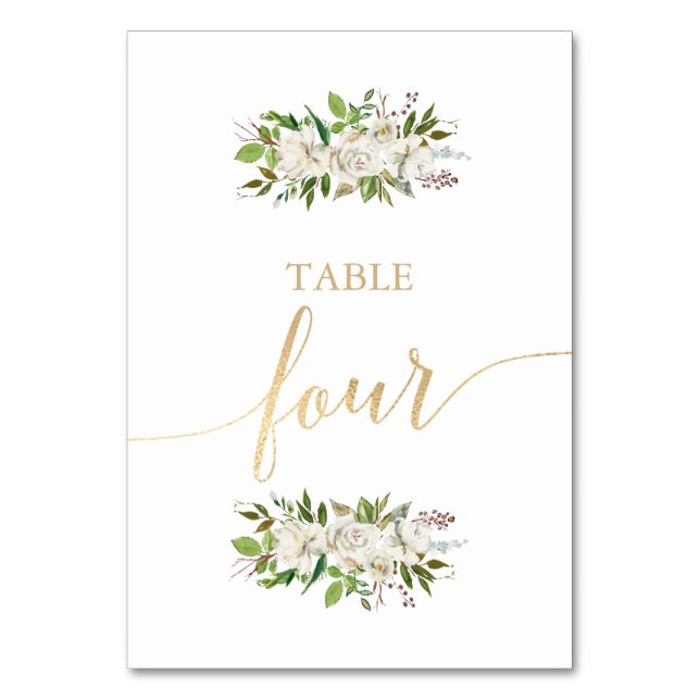 Antique Garden | Floral WEDDING GOLD TABLE CARD 4 (Front)