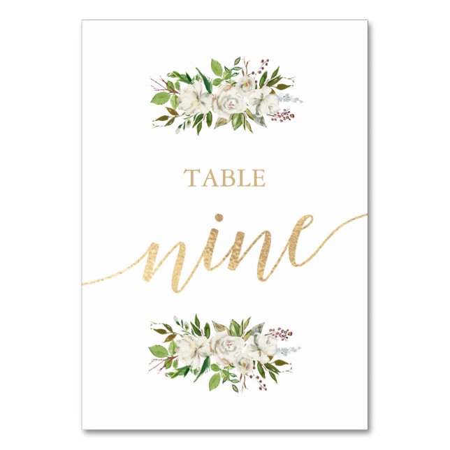 Antique Garden | Floral WEDDING GOLD TABLE CARD 9 (Back)