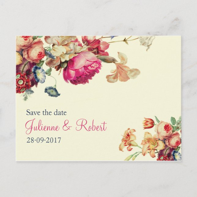 Antique Garden | Vintage Save the Date Postcard (Front)