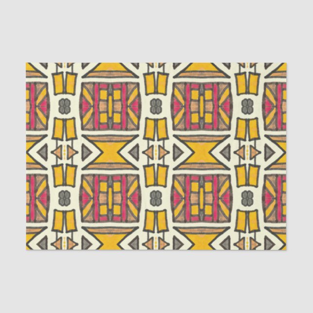 Antique Geometric Ethnic Primitive Pattern Tissue Paper (Front)