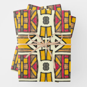 Antique Geometric Ethnic Primitive Pattern  Wrapping Paper Sheet