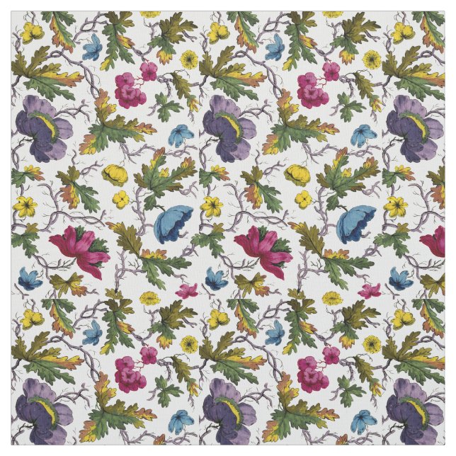 Antique Georgian Era Floral Pattern Print Fabric (Swatch)