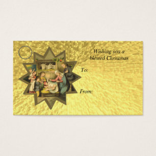 Antique German Christmas Nativity Gift Card Tag