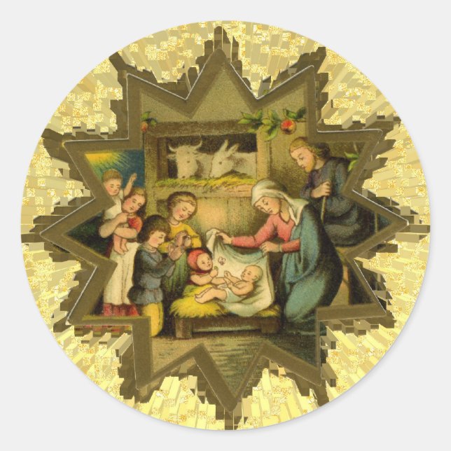 Antique German Nativity on Sticker (Front)