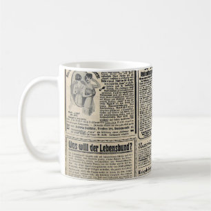 Antique German Newspaper Advertisements 1917 Coffee Mug