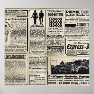 Antique German Newspaper Advertisements 1917 Poster