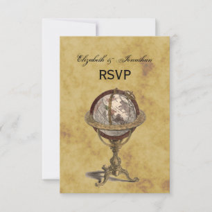 Antique Globe, Distressed BG RSVP Card