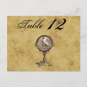 Antique Globe, Distressed BG Table Number Postcard