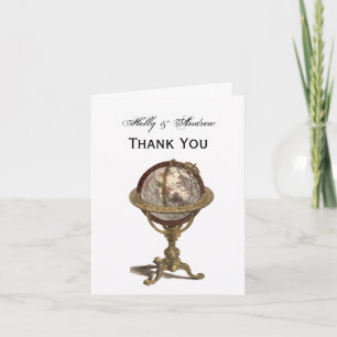 Antique Globe, White Thank You Card
