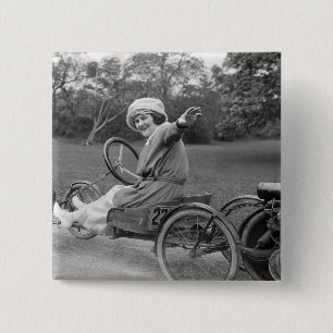 Antique Go Cart, early 1900s 15 Cm Square Badge