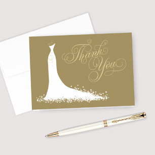 Antique Gold Bridal Shower Elegant Gown Thank You Card
