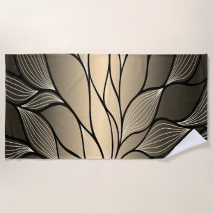 Antique Gold Creative Leave Pattern Beach Towel
