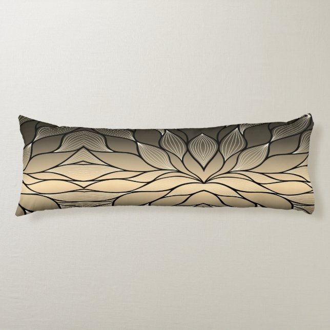 Antique Gold Creative Leave Pattern  Body Cushion (Front)