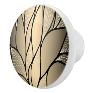 Antique Gold Creative Leave Pattern Ceramic Knob