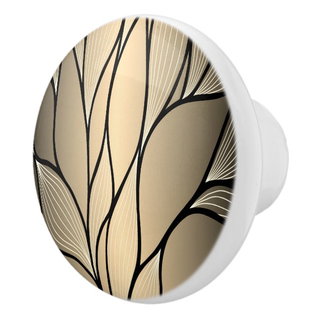 Antique Gold Creative Leave Pattern  Ceramic Knob (Right)