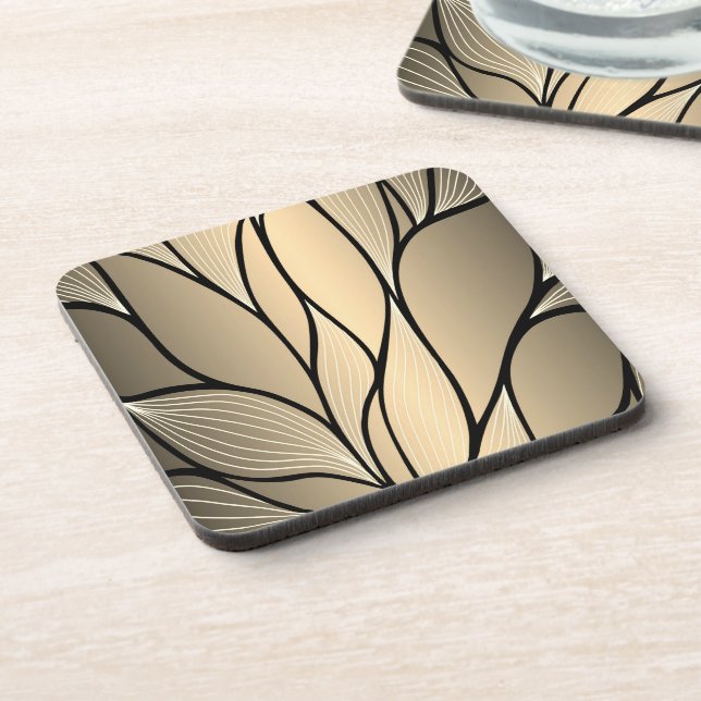 Antique Gold Creative Leave Pattern  Coaster (Left Side)