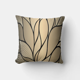 Antique Gold Creative Leave Pattern Cushion