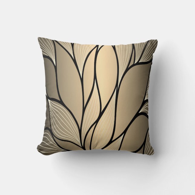 Antique Gold Creative Leave Pattern  Cushion (Front)