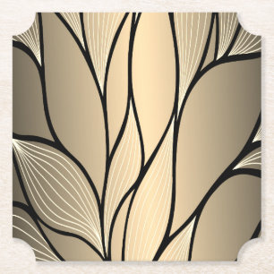 Antique Gold Creative Leave Pattern Paper Coaster