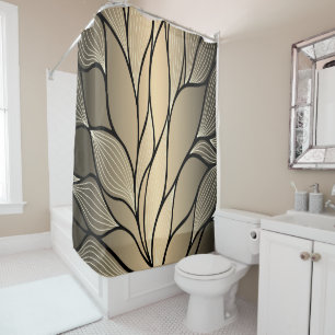 Antique Gold Creative Leave Pattern Shower Curtain