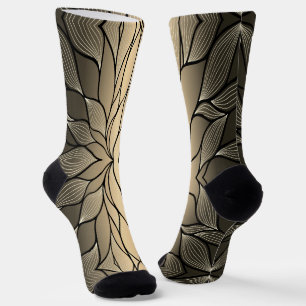 Antique Gold Creative Leave Pattern  Socks