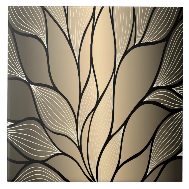 Antique Gold Creative Leave Pattern  Tile (Front)
