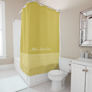 Antique Gold Damask Pattern Bath Shower Curtain