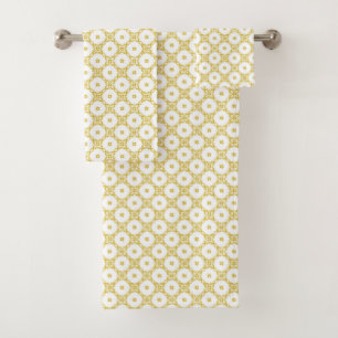 Antique Gold Damask Pattern Bath Towel Set