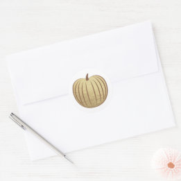 Antique Gold Faux Foil Pumpkin Fall Envelope Seal