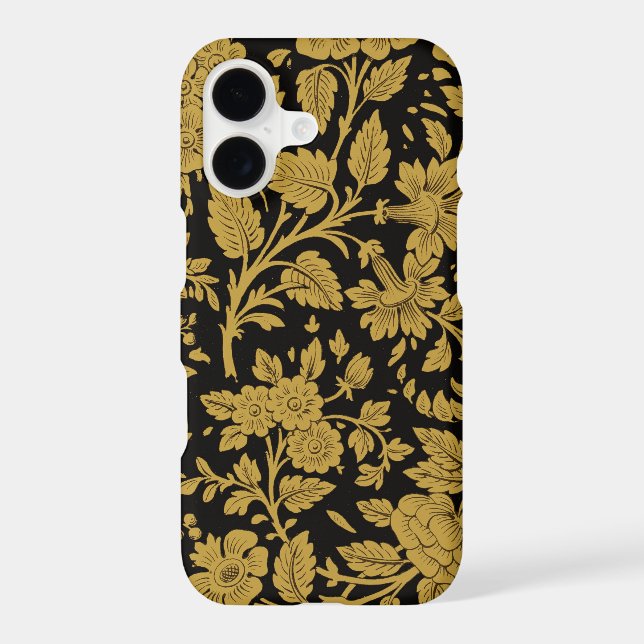 Antique Gold Floral Indian Lac-work Black Pattern (Back)