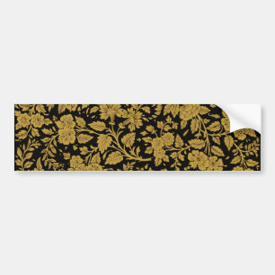 Antique Gold Floral Indian Lac-work Black Pattern Bumper Sticker