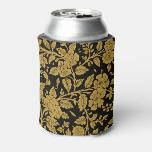 Antique Gold Floral Indian Lac-work Black Pattern Can Cooler