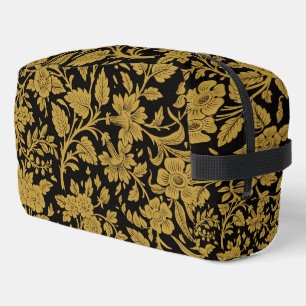 Antique Gold Floral Indian Lac-work Black Pattern Dopp Kit